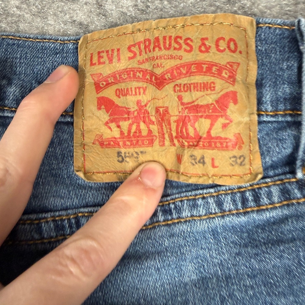 Levis 559 Jeans Mens 34x32 Blue Denim Classic Casual Straight Leg Dark Wash - Picture 10 of 15
